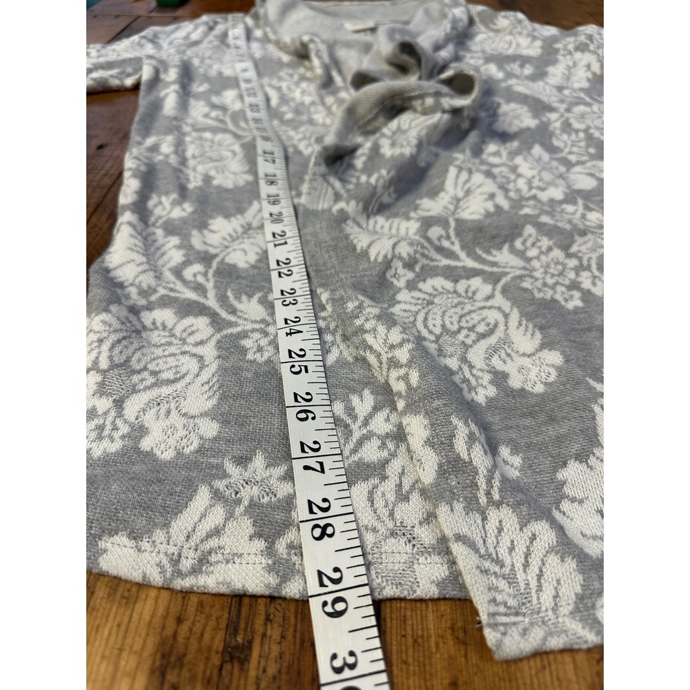 Waterfall Cardigan Womens M Gray Floral Cottagecore Boho Soft Romantic Drape - Picture 4 of 8